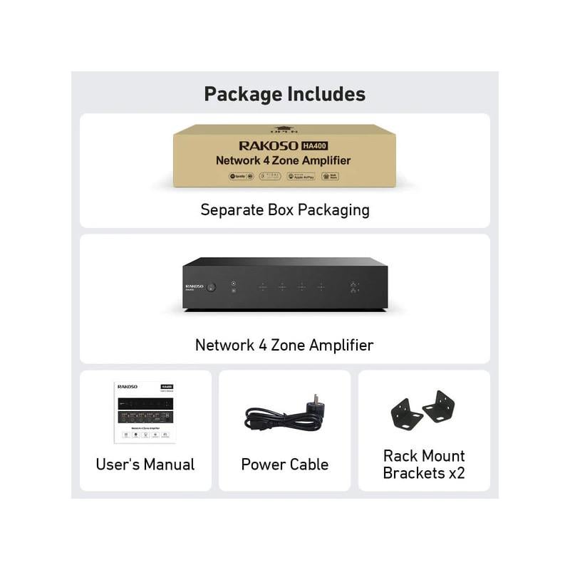 Arylic HA400 4 Zone Amplifier with AirPlay 2 and Network