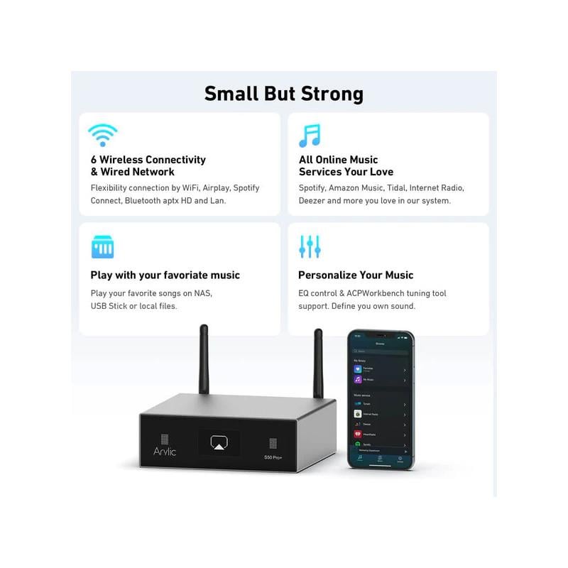 Arylic S50 Pro+ Wireless Stereo Preamp With aptX HD & ESS 9023 DAC