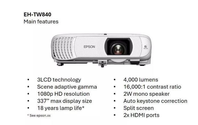 Epson EH-TW840 Full HD Lambalı Projektör