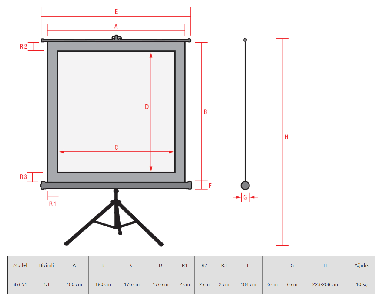 Reflecta 180x180 Tripod Projeksiyon Perdesi