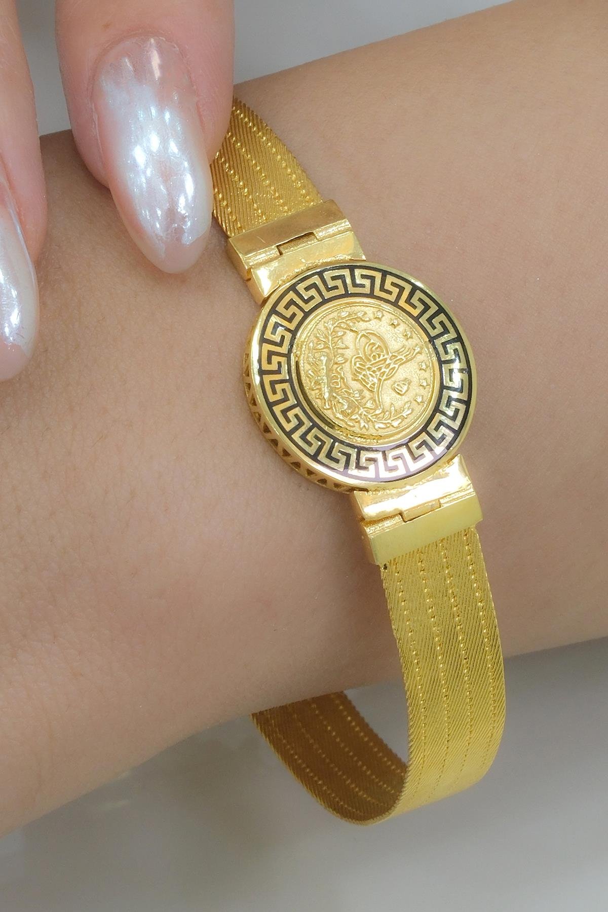 14 Ayar Hasır Altın Kelepçe Bilezik