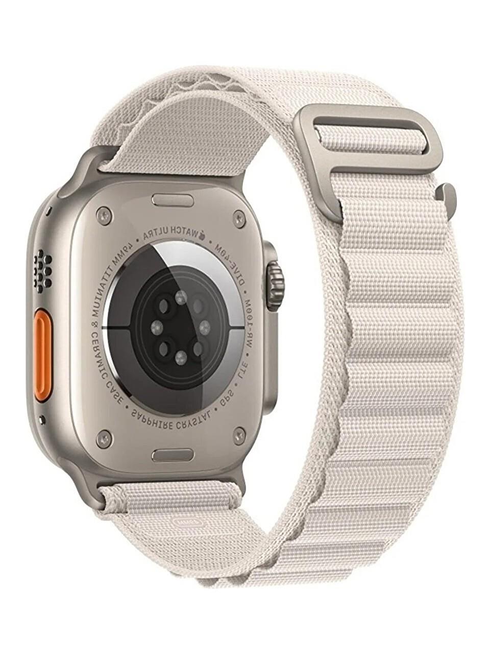 Asfal Apple Watch Uyumlu 42MM 44MM 45 mm 49mm Kordon 1/2/3/4/5/6/se/7/8/ Watch Ultra Alpine Loop Kordon Bej