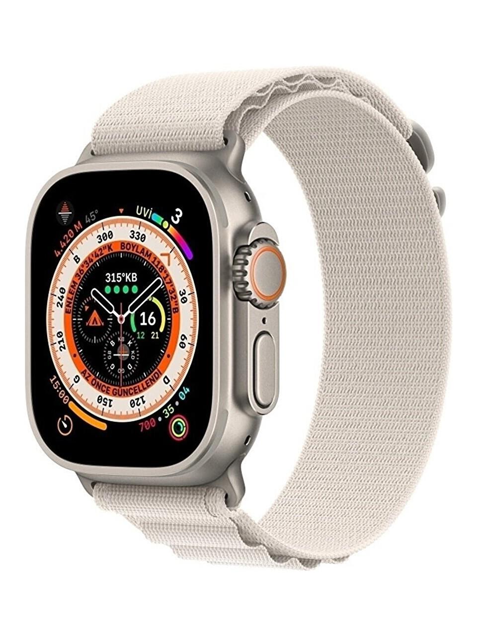 Asfal Apple Watch Uyumlu 42MM 44MM 45 mm 49mm Kordon 1/2/3/4/5/6/se/7/8/ Watch Ultra Alpine Loop Kordon Bej