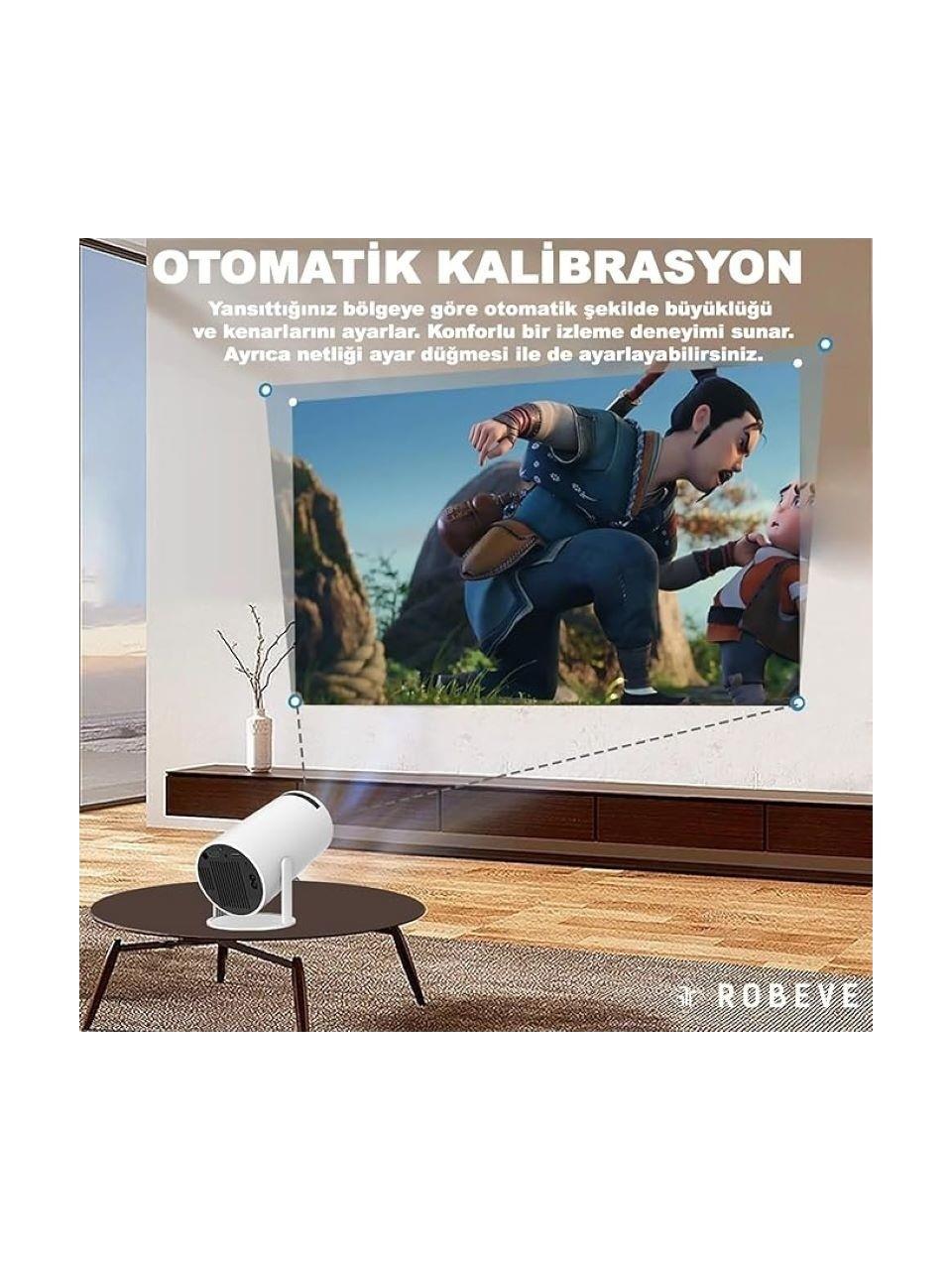 HY300 Taşınabilir Sinema Projektörü Ev Sineması Bluetooth Android 11 Akıllı Projeksiyon Wifi 720P