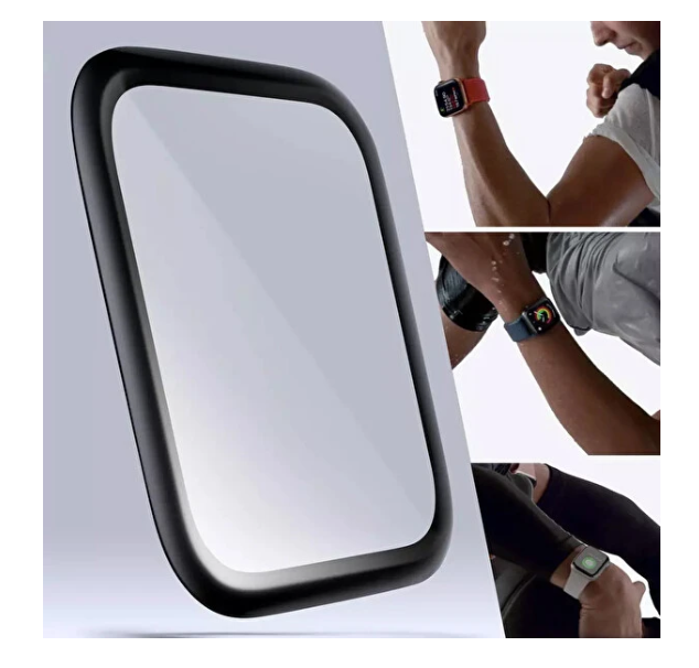 Microsonic Apple Watch Series 6 44mm Tam Kaplayan Temperli Cam Full Ekran Koruyucu Siyah