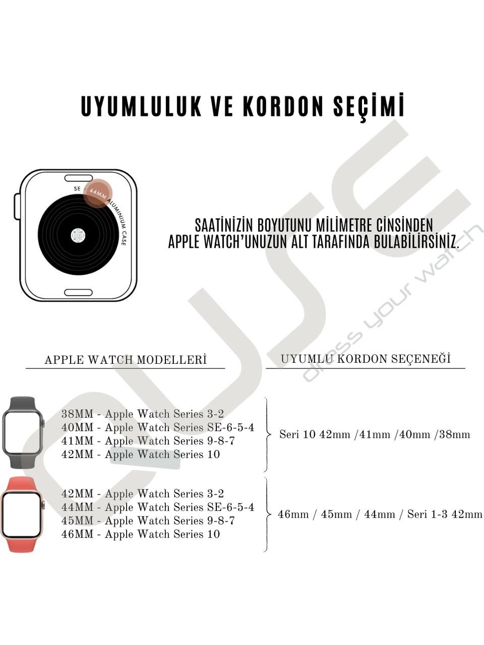 Quse Apple Watch Series SE/10/9/8/7/6/5/4/3 46mm-45mm-44mm-42mm Uyumlu S/M Spor Silikon Kordon Yıldız Işığı