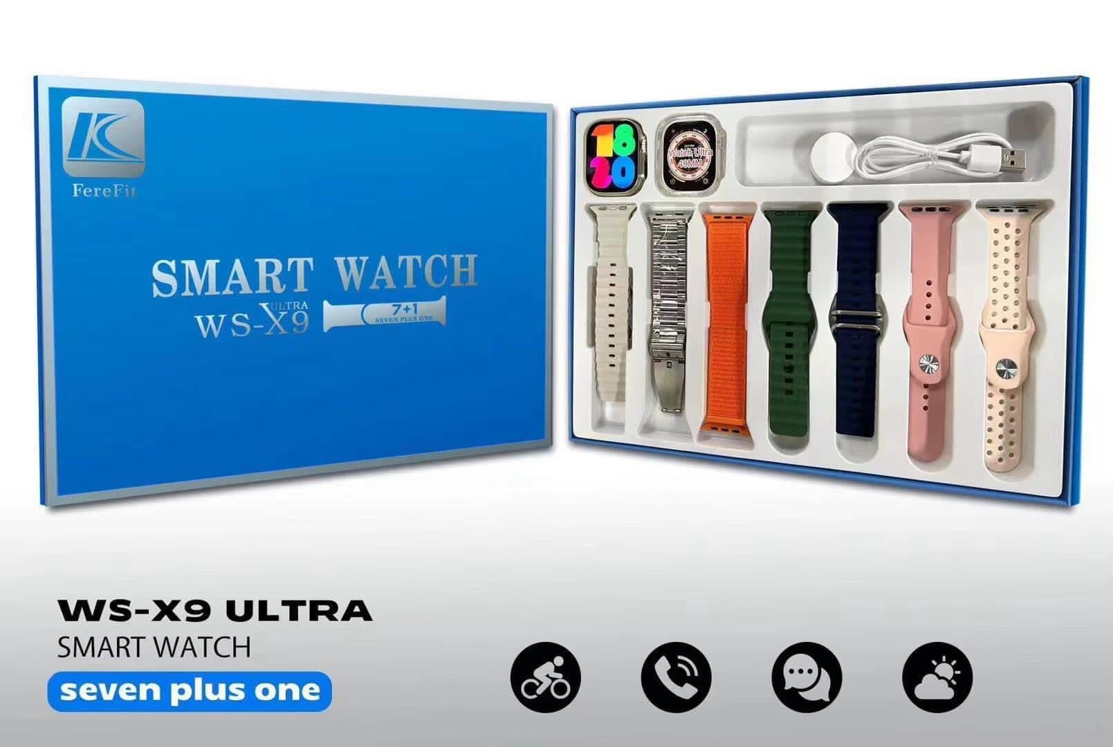 WS-X9 Ultra Watch8. 49mm 7 Kordonlu Uygun Fiyatlı Akıllı Saat