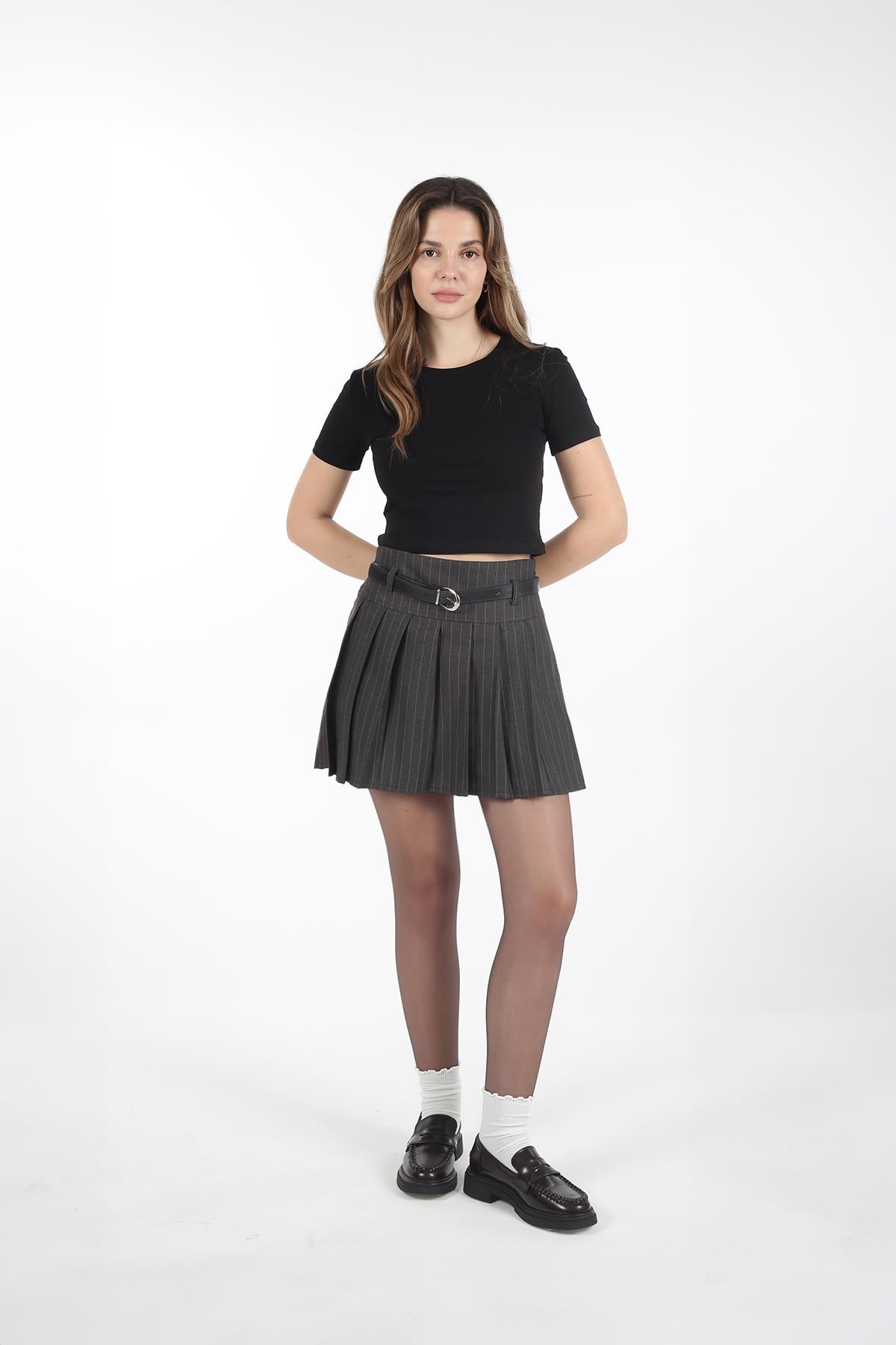 ANTRASİT RACHEL PİLİLİ ETEK