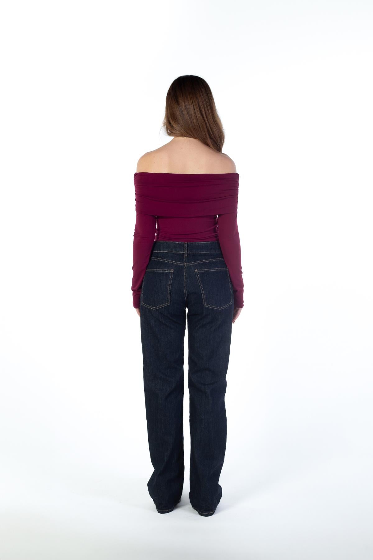 BORDO AMY AÇIK OMUZLU BODY