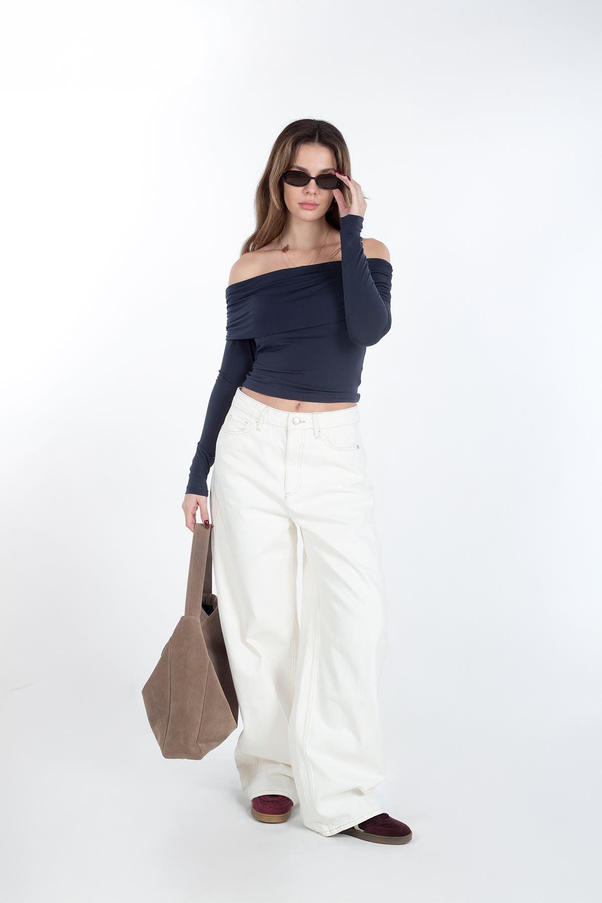 INDIGO AMY AÇIK OMUZLU BODY
