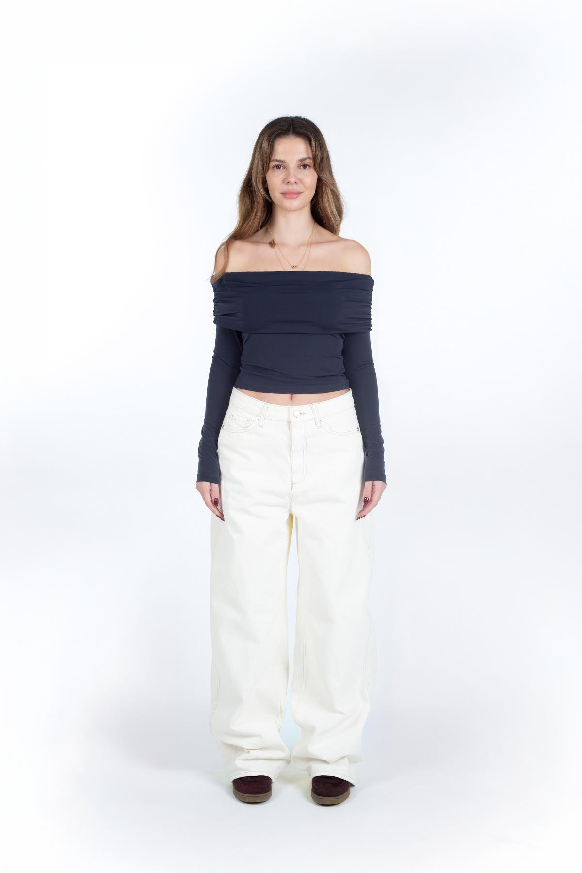 INDIGO AMY AÇIK OMUZLU BODY