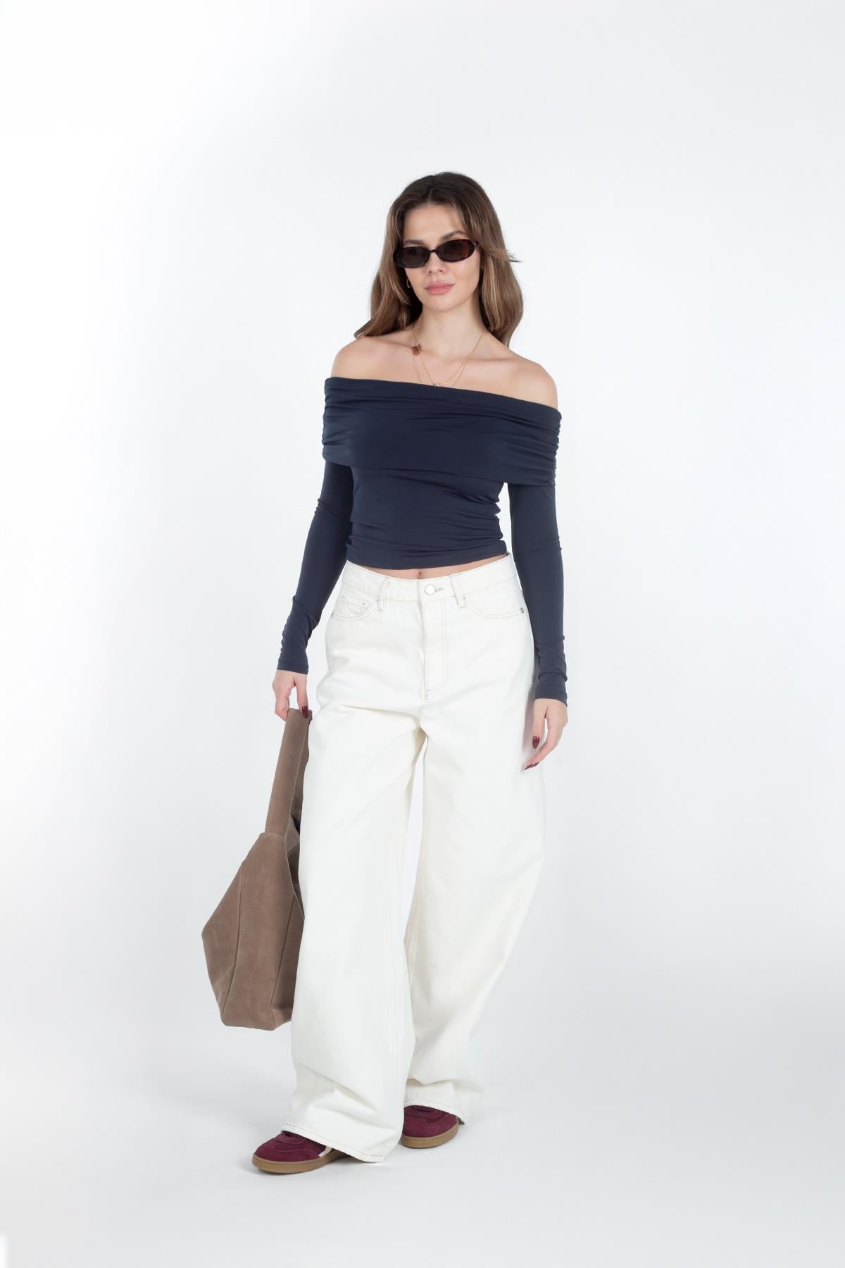 INDIGO AMY AÇIK OMUZLU BODY