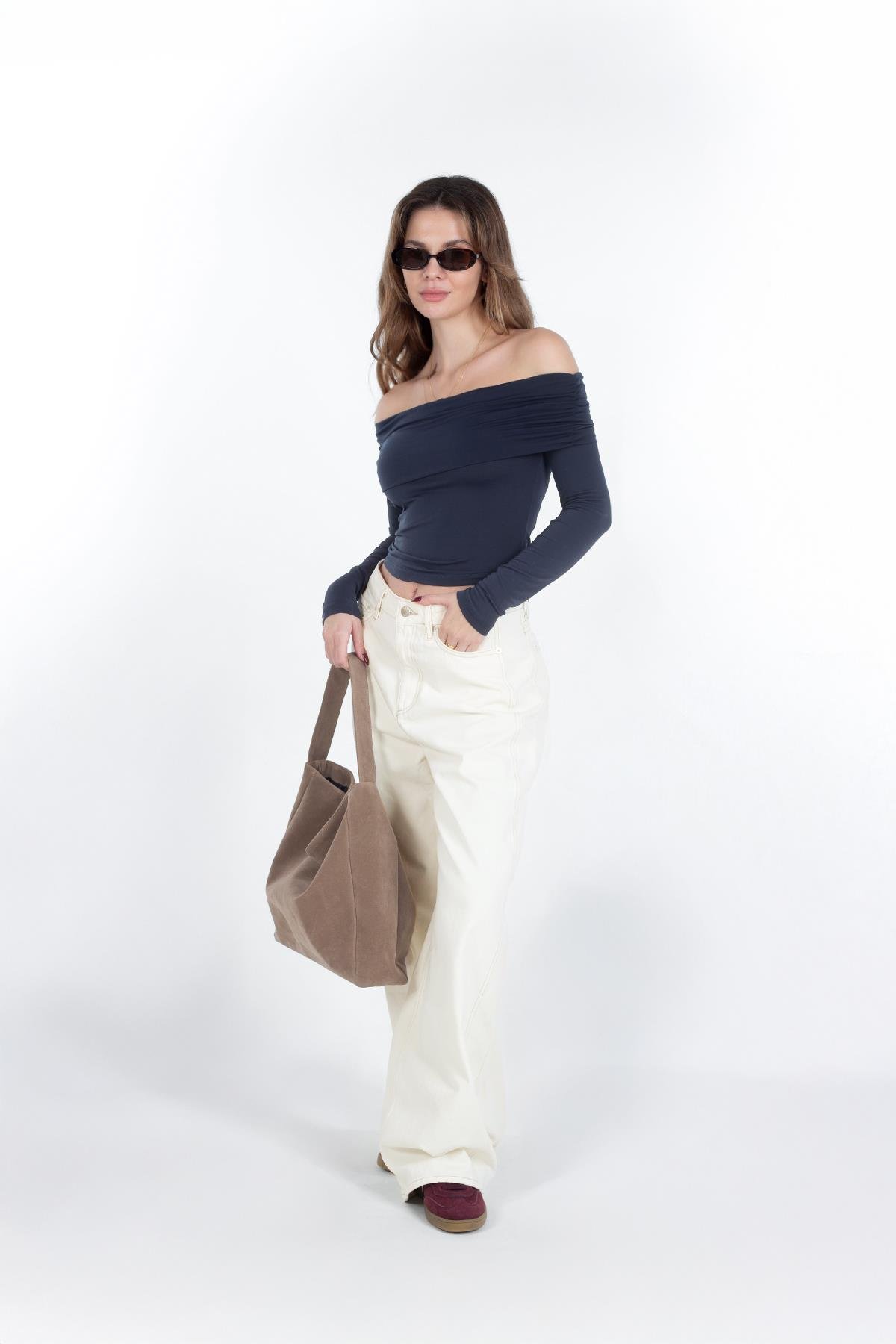 INDIGO AMY AÇIK OMUZLU BODY