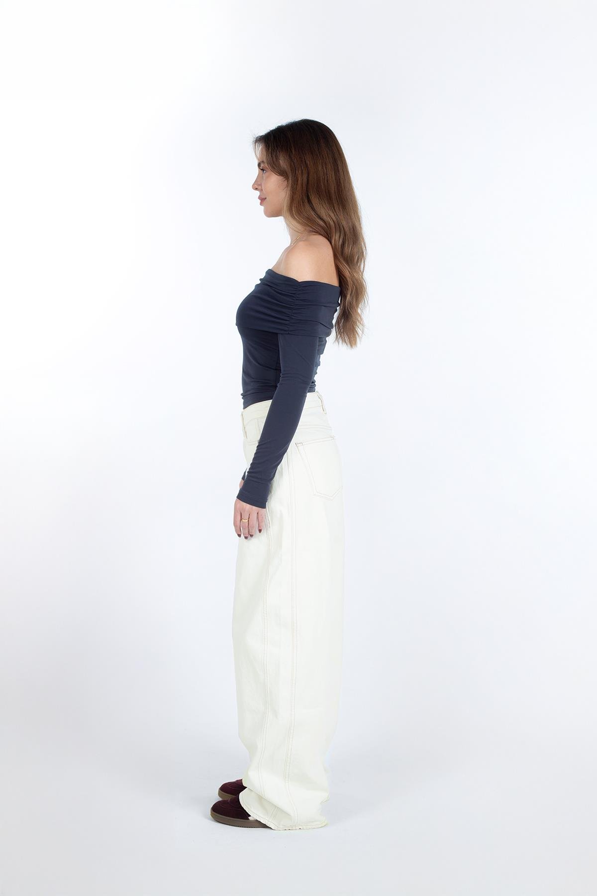INDIGO AMY AÇIK OMUZLU BODY