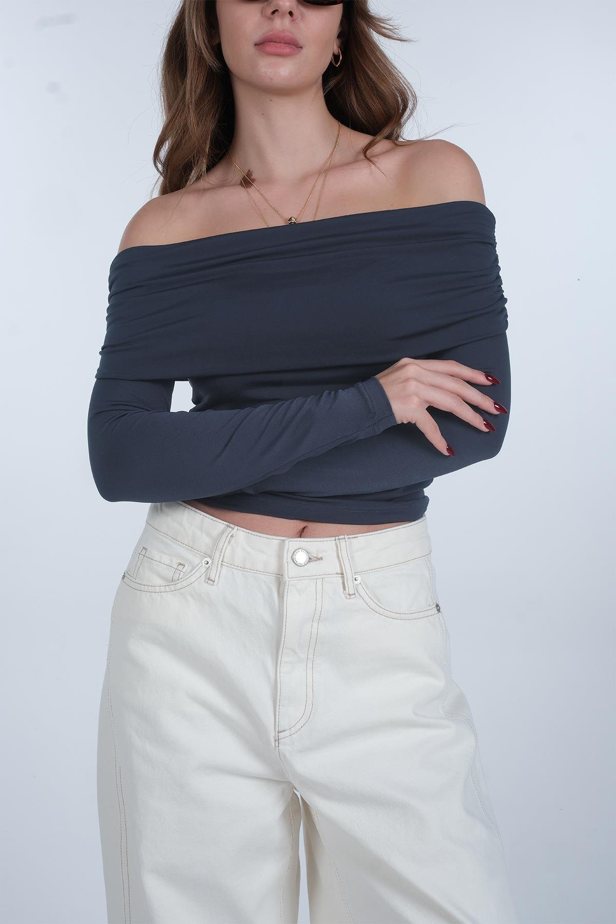 INDIGO AMY AÇIK OMUZLU BODY