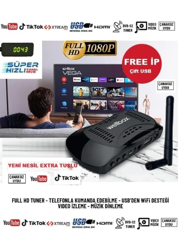 Çanaklı Çanaksız 2024 Model Full Hd Uydu Alıcı Free Ip Tiktok Youtube
