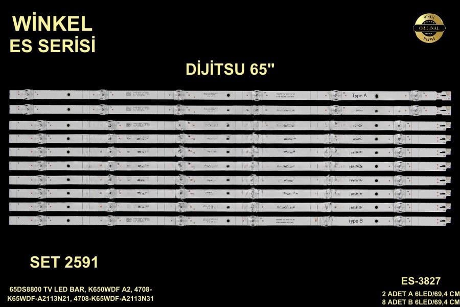 DİJİTSU65DS8800 TV LED BAR, K650WDF A2, 4708-K65WDF-A2113N21, 4708-K65WDF-A2113N31 ES-3827 ES 3827,65PUF7184/T3