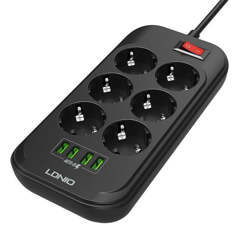 Ldnio SE6403 Anahtarlı 4 USB'li 6'lı Akım Korumalı Priz