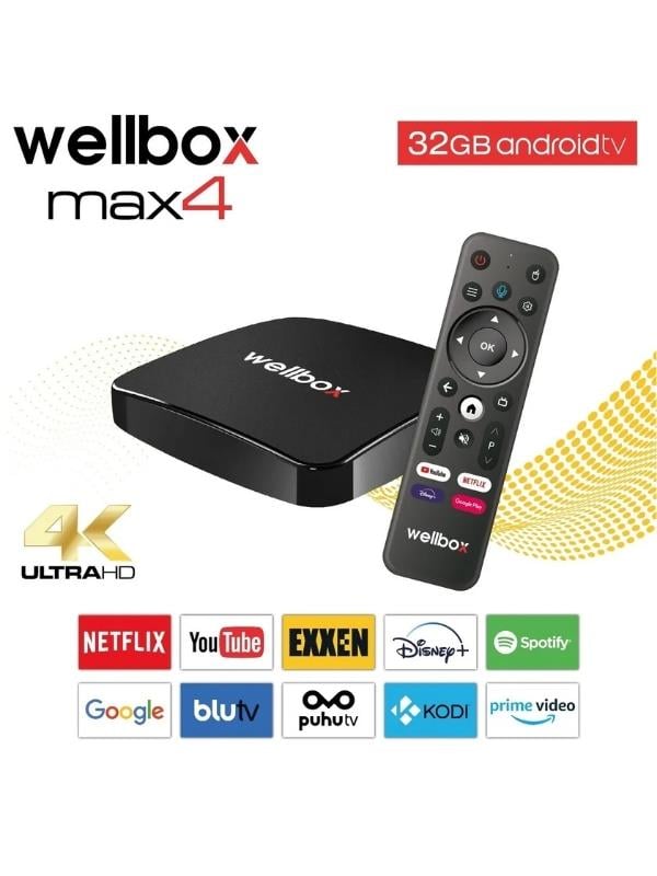 Wellbox Max4 Android Tv Box Android 12 Sesli Komut 4gb Ram 32GB Hafıza