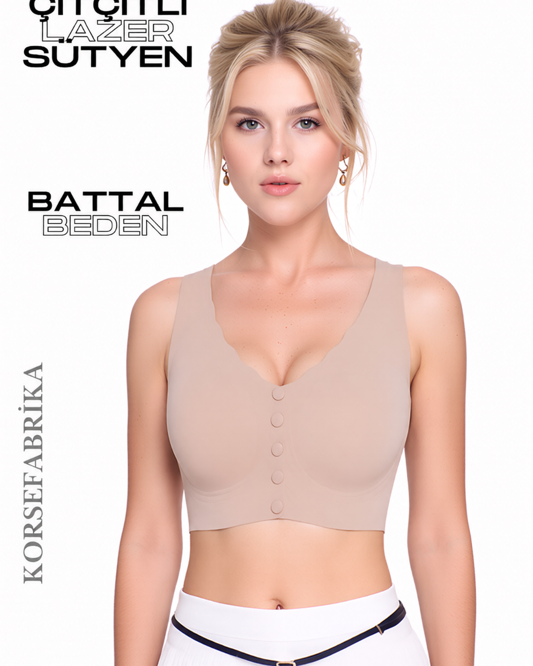 Battal Beden Lazer Balensiz Çıtçıtlı İnce Çıkarılabilir Pedli Sütyen
