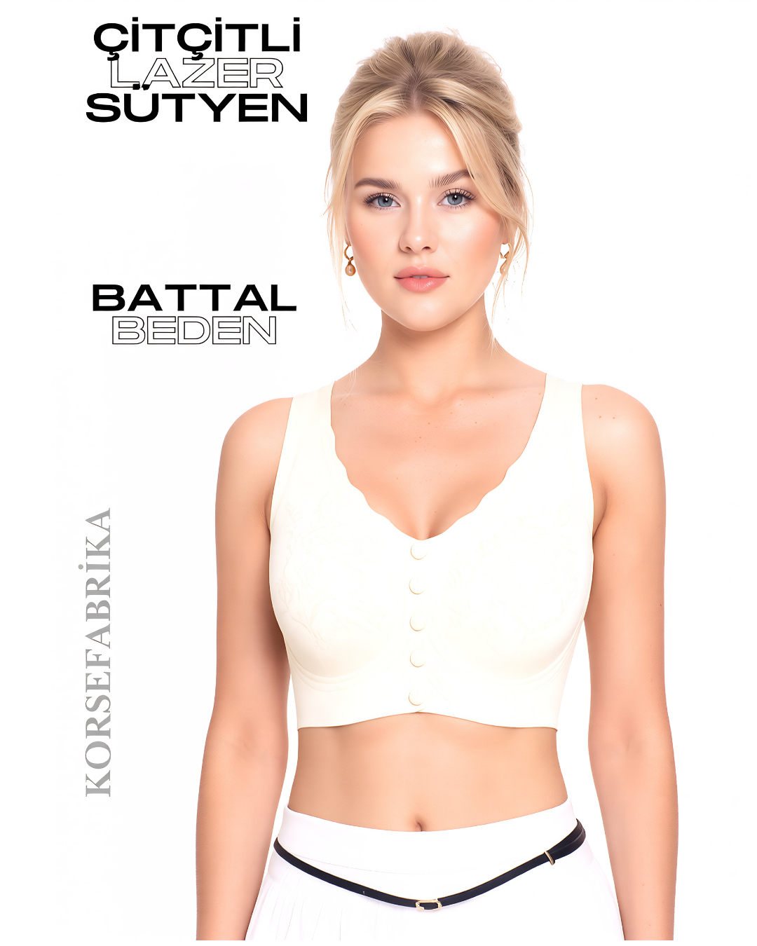 Battal Beden Lazer Balensiz Çıtçıtlı İnce Çıkarılabilir Pedli Sütyen