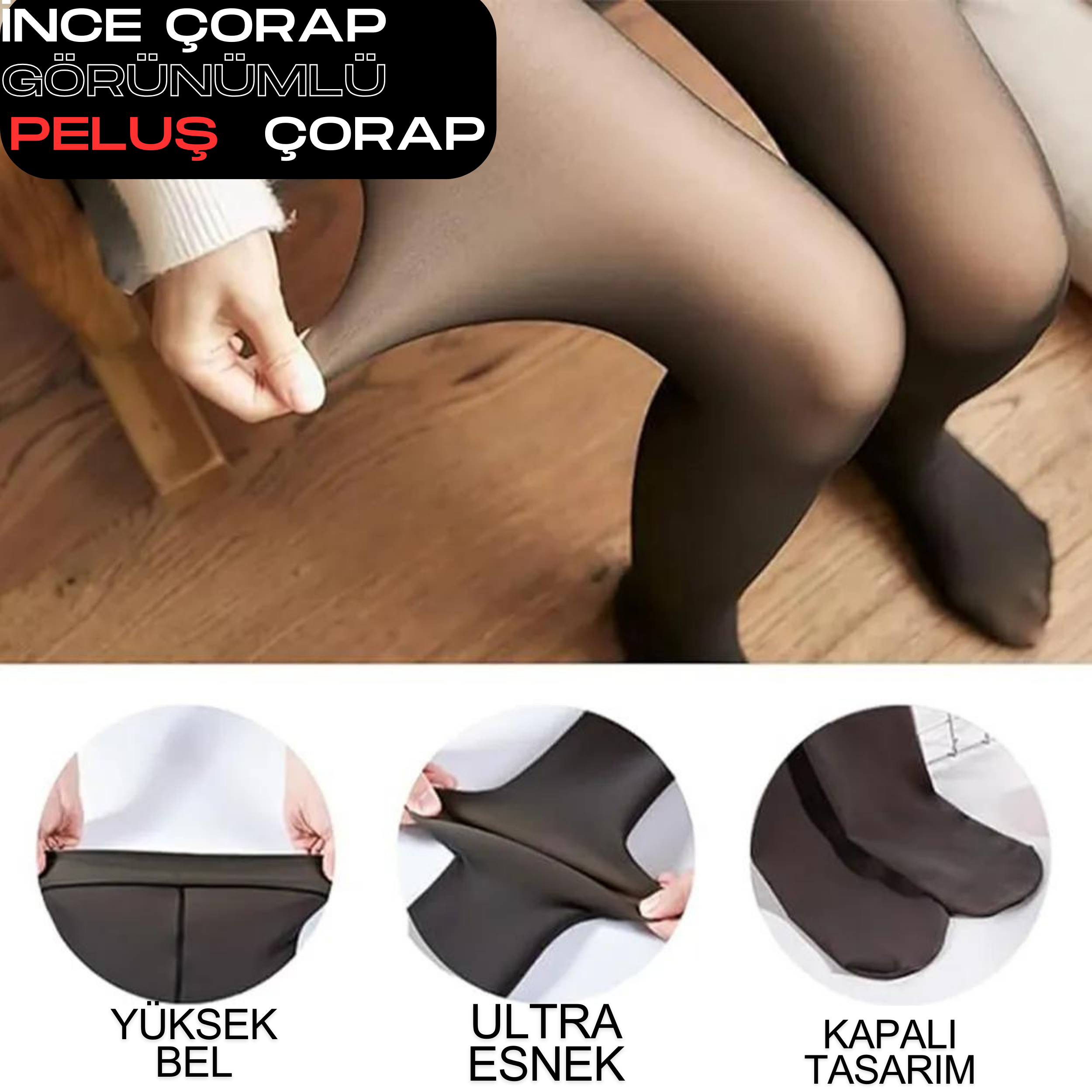 SİYAH İNCE ÇORAP GÖRÜNÜMLÜ PELUŞ
