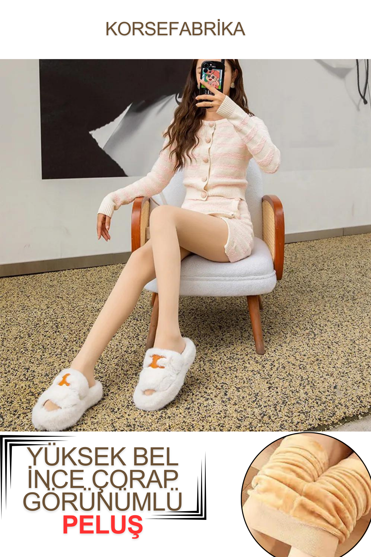 TEN RENGİ İTHAL PELUŞ ÇORAP
