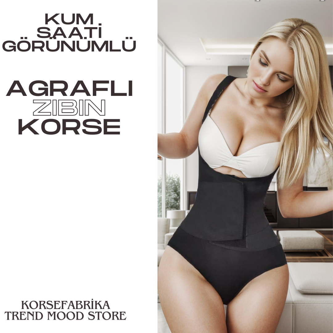 TOPARLAYICI KUM SAATİ GÖRÜNÜMLÜ AGRAFLI BEL AYARLI ZIBIN KORSE