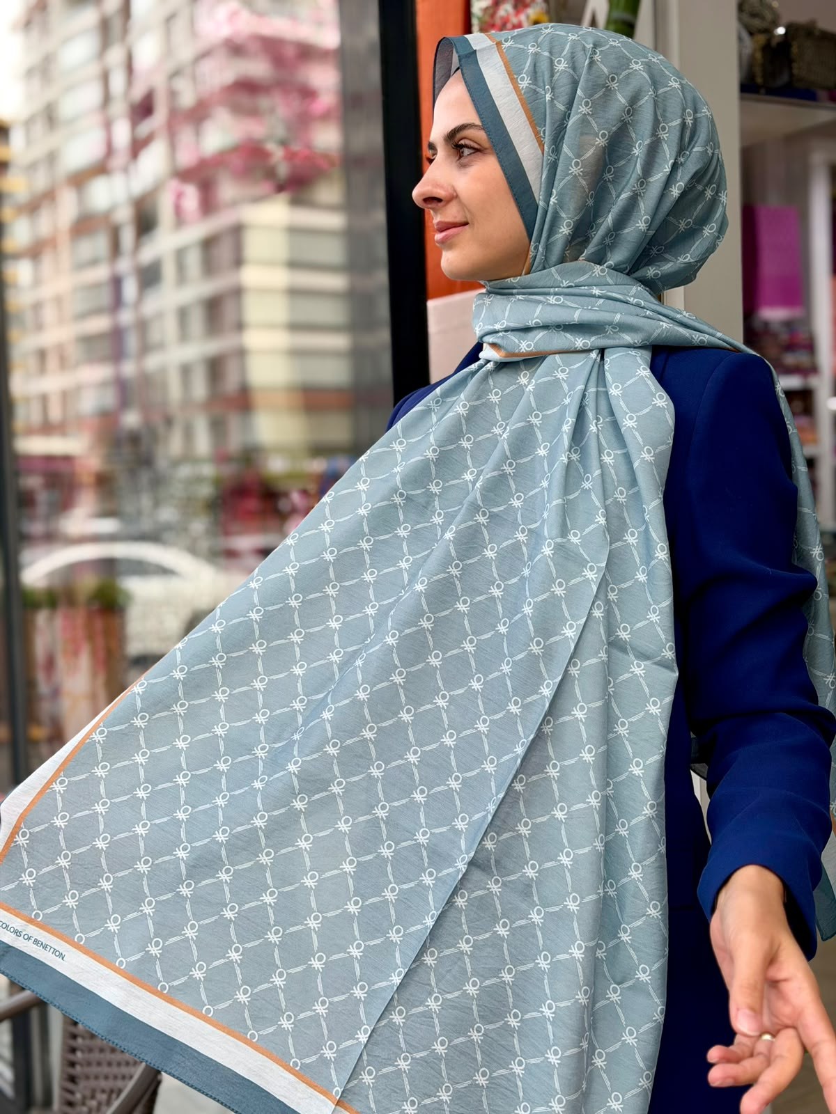 Benetton Desenli Şal