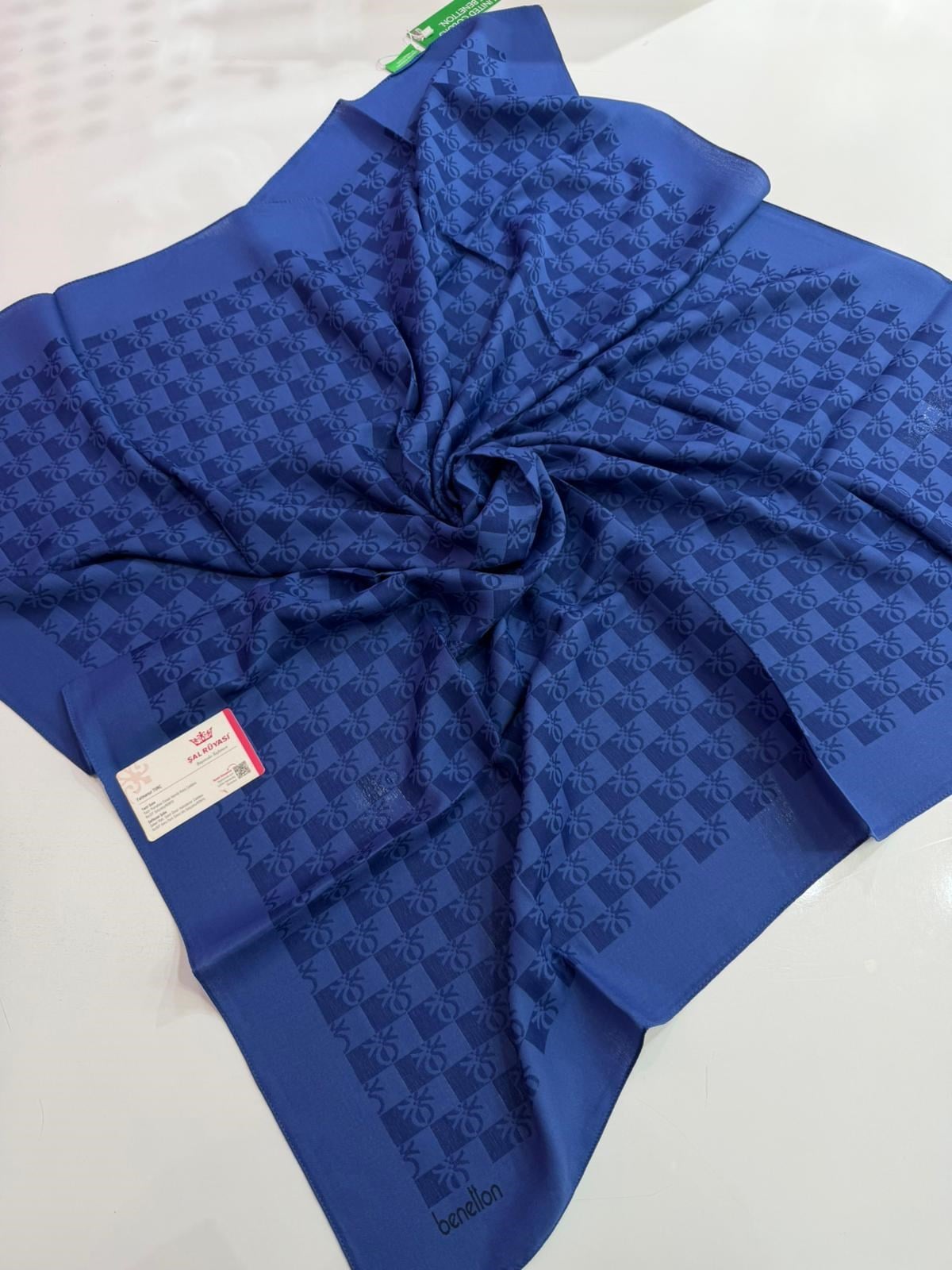 Benetton Monogram Elegante Eşarp Sax Rengi