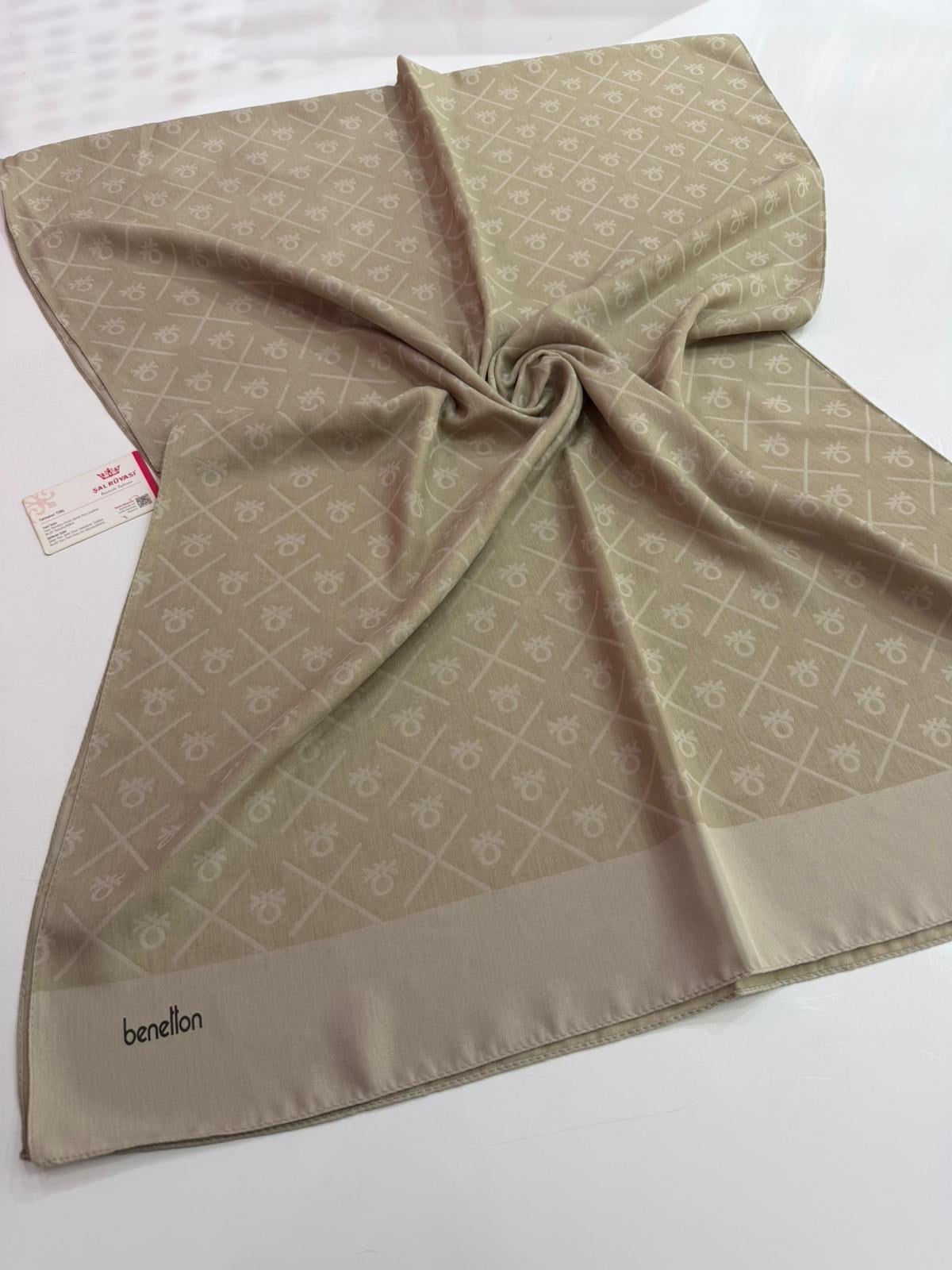 Benetton Monogram Elegante Şal Bej Rengi