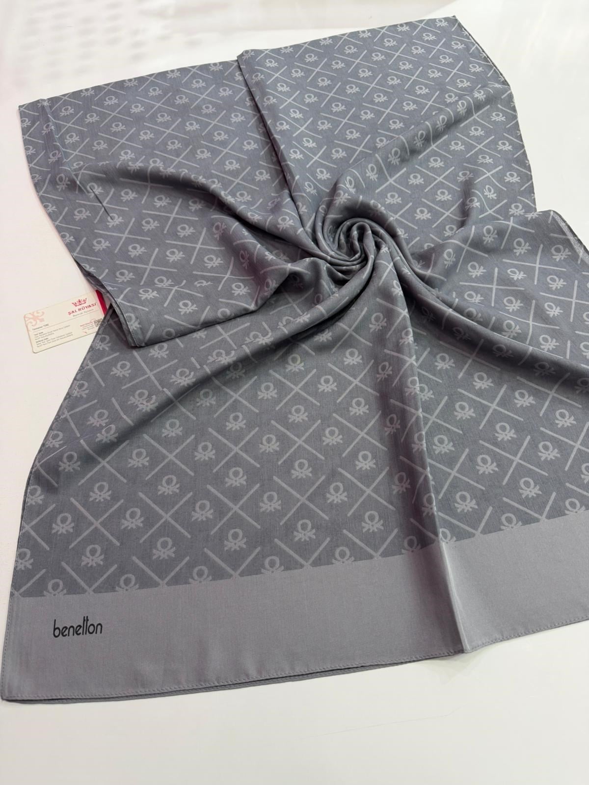 Benetton Monogram Elegante Şal Civa Rengi