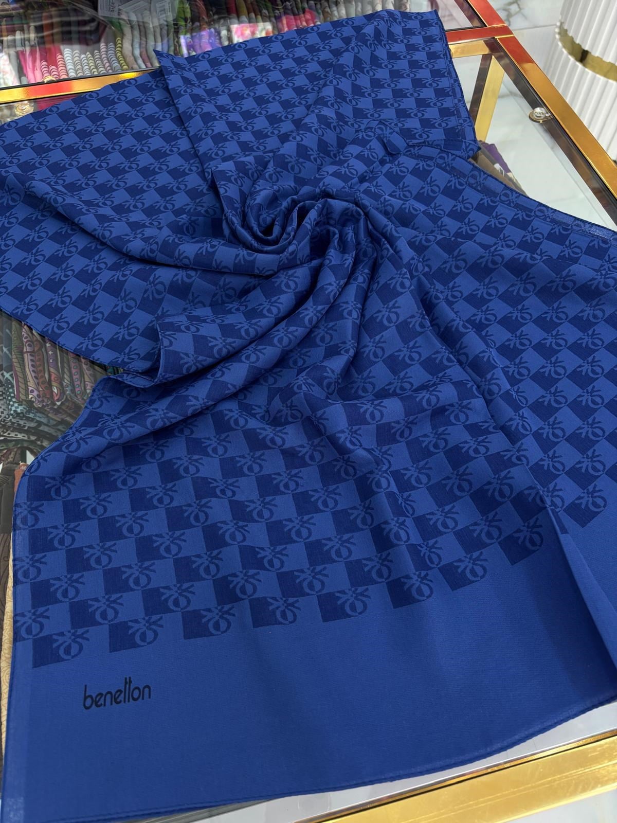 Benetton Monogram Elegante Şal Sax Rengi