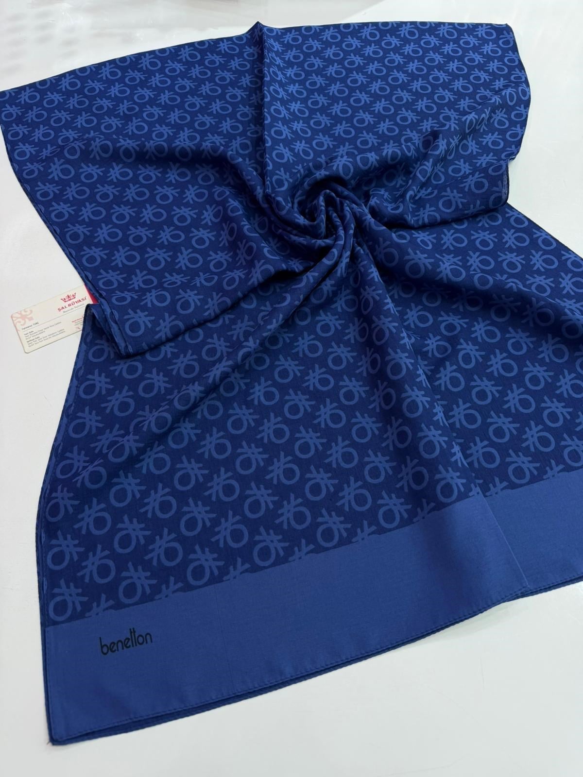 Benetton Monogram Elegante Şal Sax Rengi