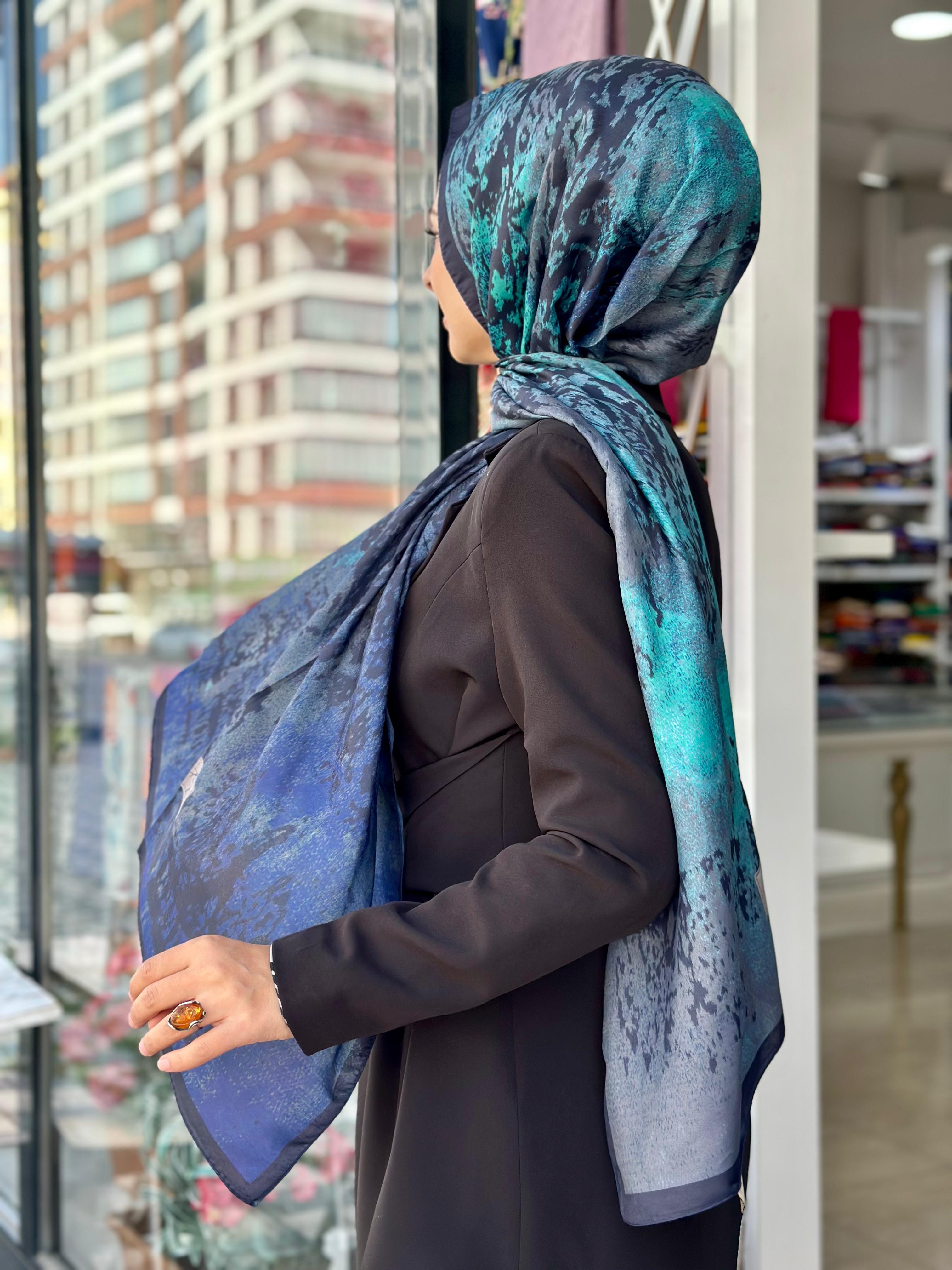 Desenli özel Seri Şal (Mavi-07)