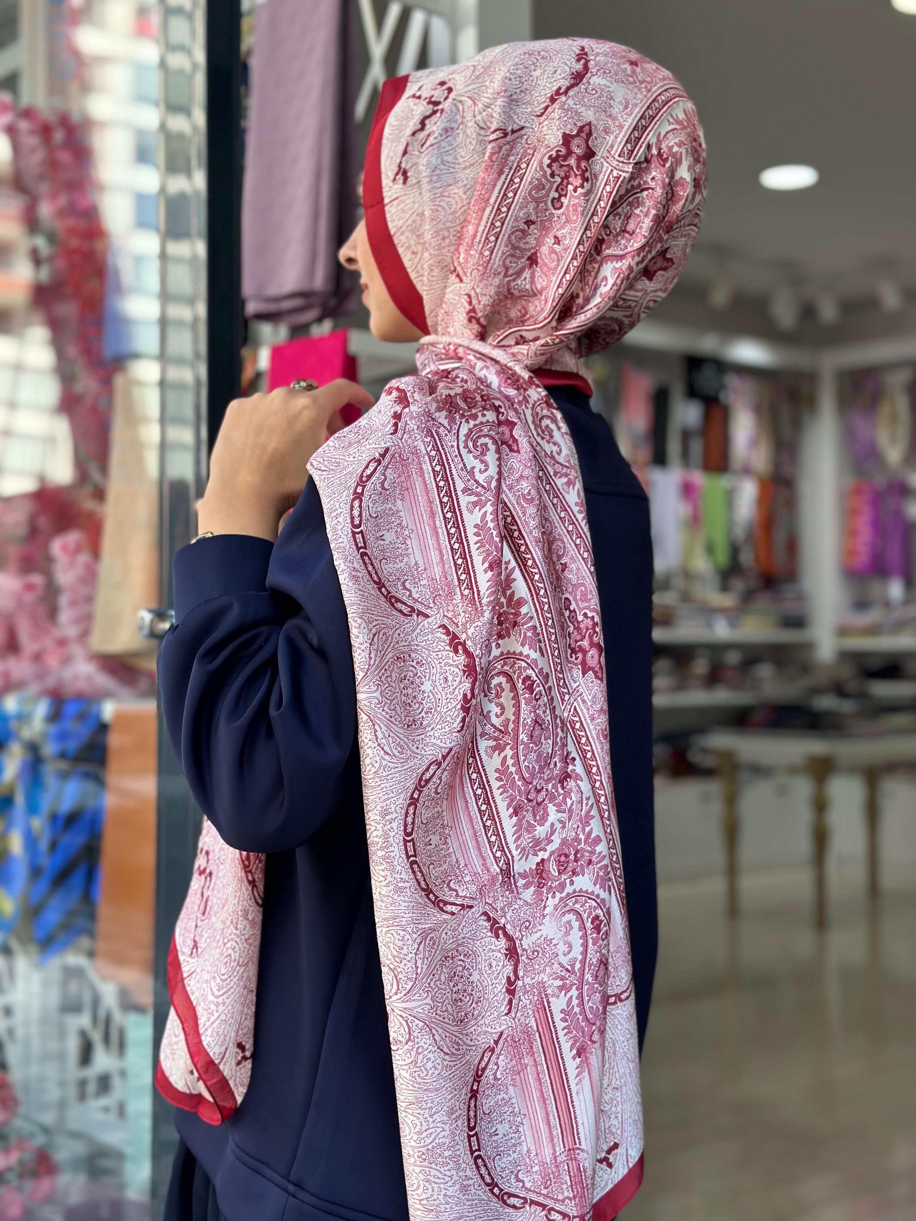 Desenli Şal (Bordo)