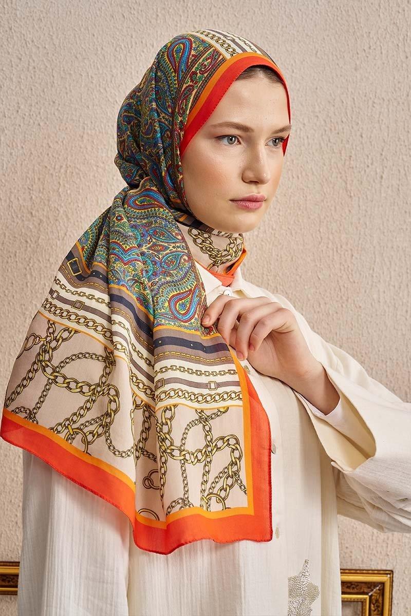 Ed Scarf Celebrity Lustre Şal Turuncu Rengi