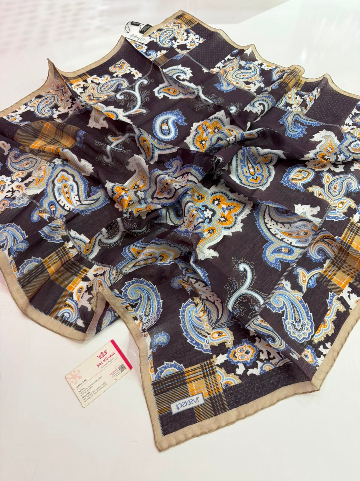 İpekevi Patchwork Desenli Tensel Eşarp 15