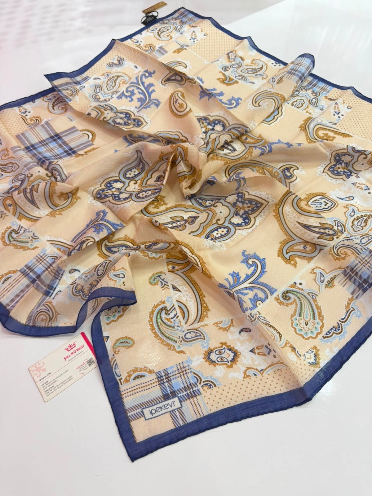 İpekevi Patchwork Desenli Tensel Eşarp 03