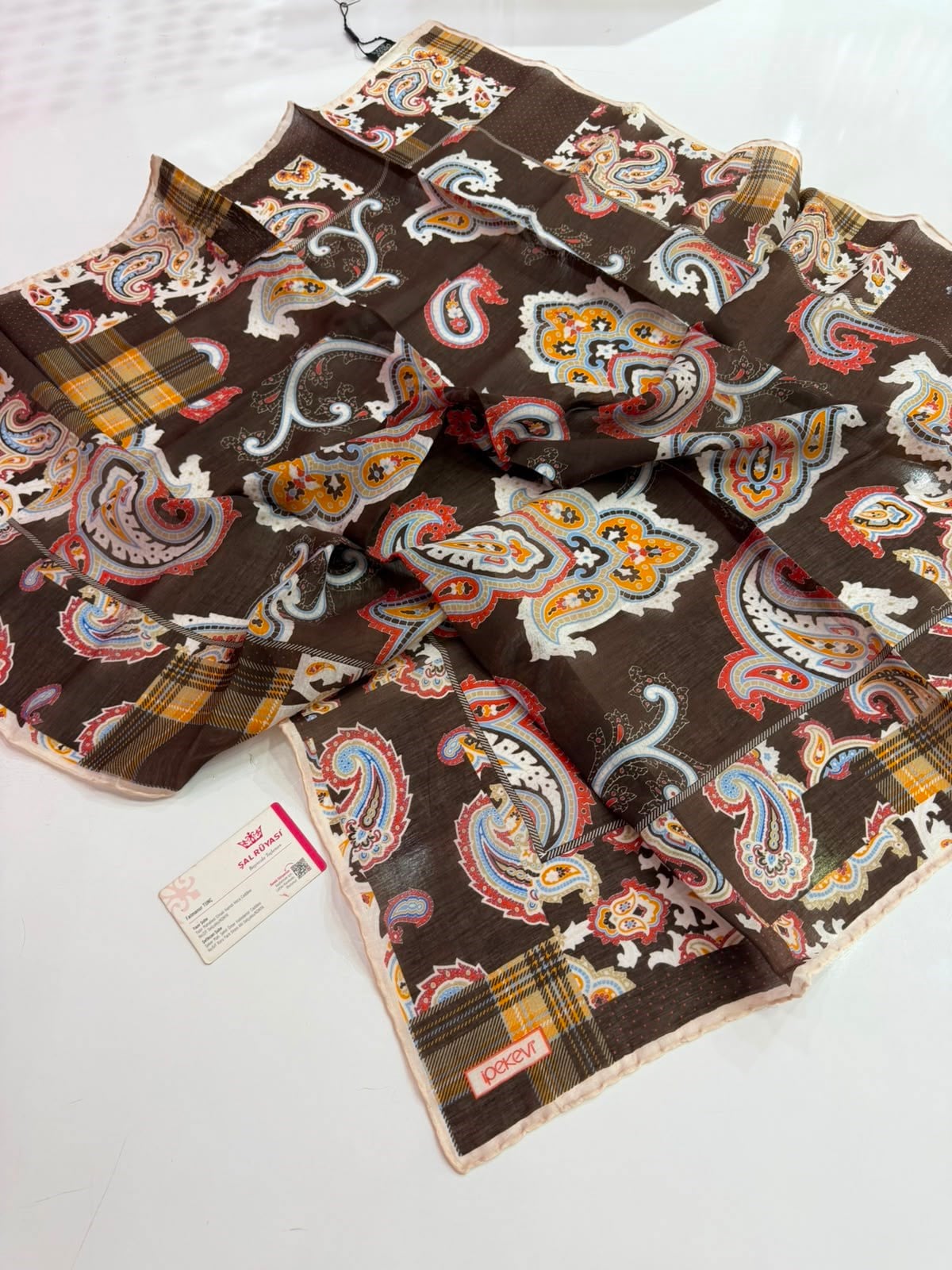 İpekevi Patchwork Desenli Tensel Eşarp 04