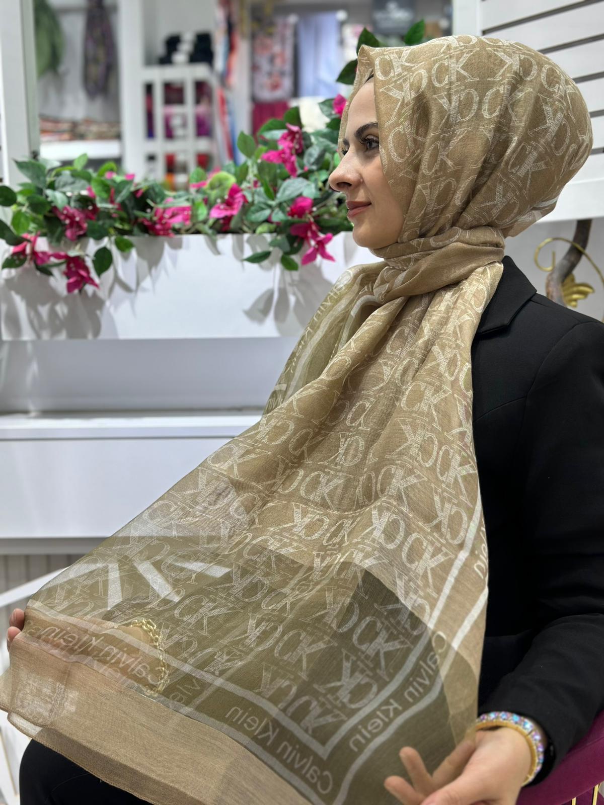 İthal CK Tül Şal Camel Rengi