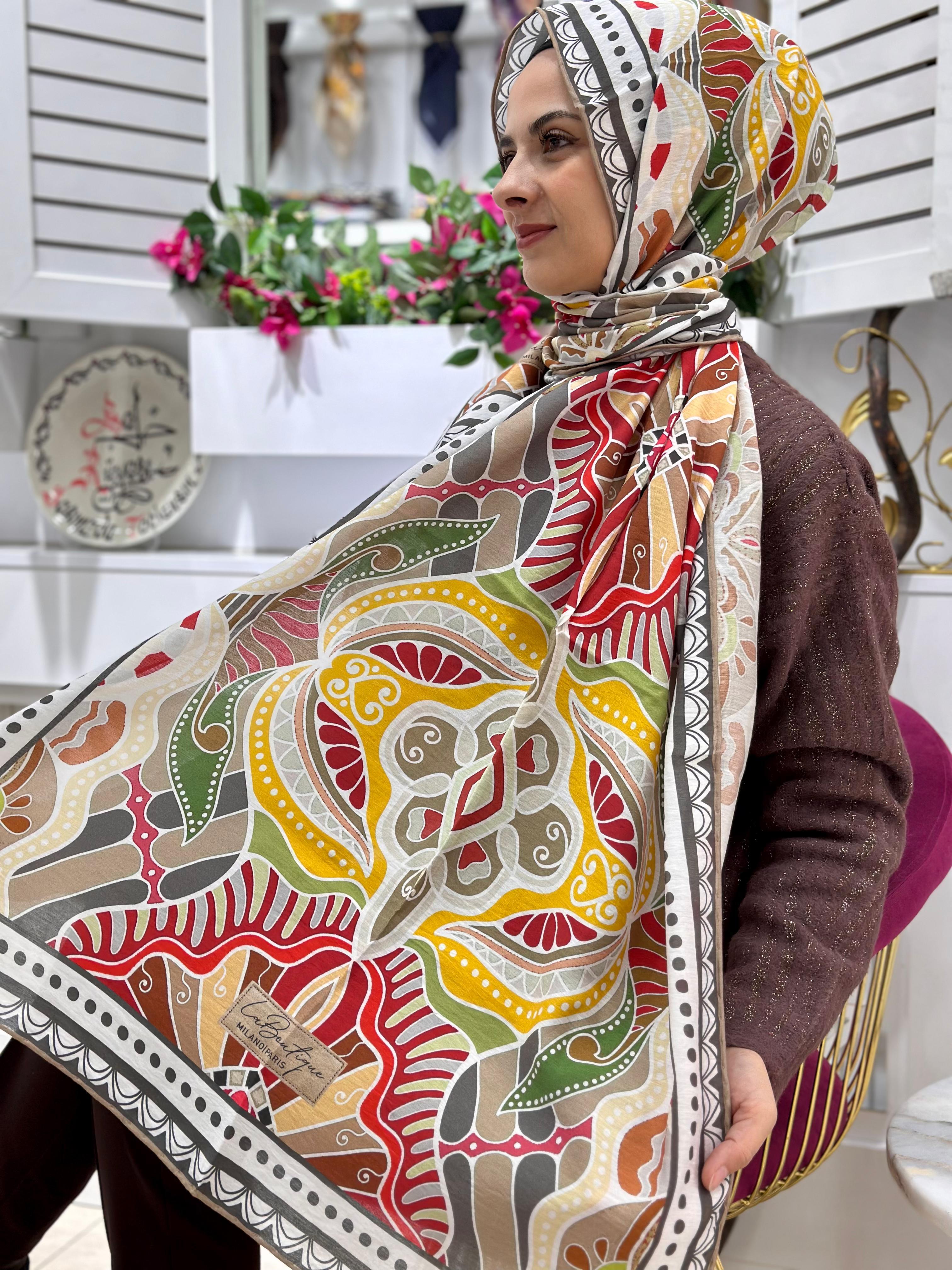 La Boutique Desenli Güz Şal 2401-02