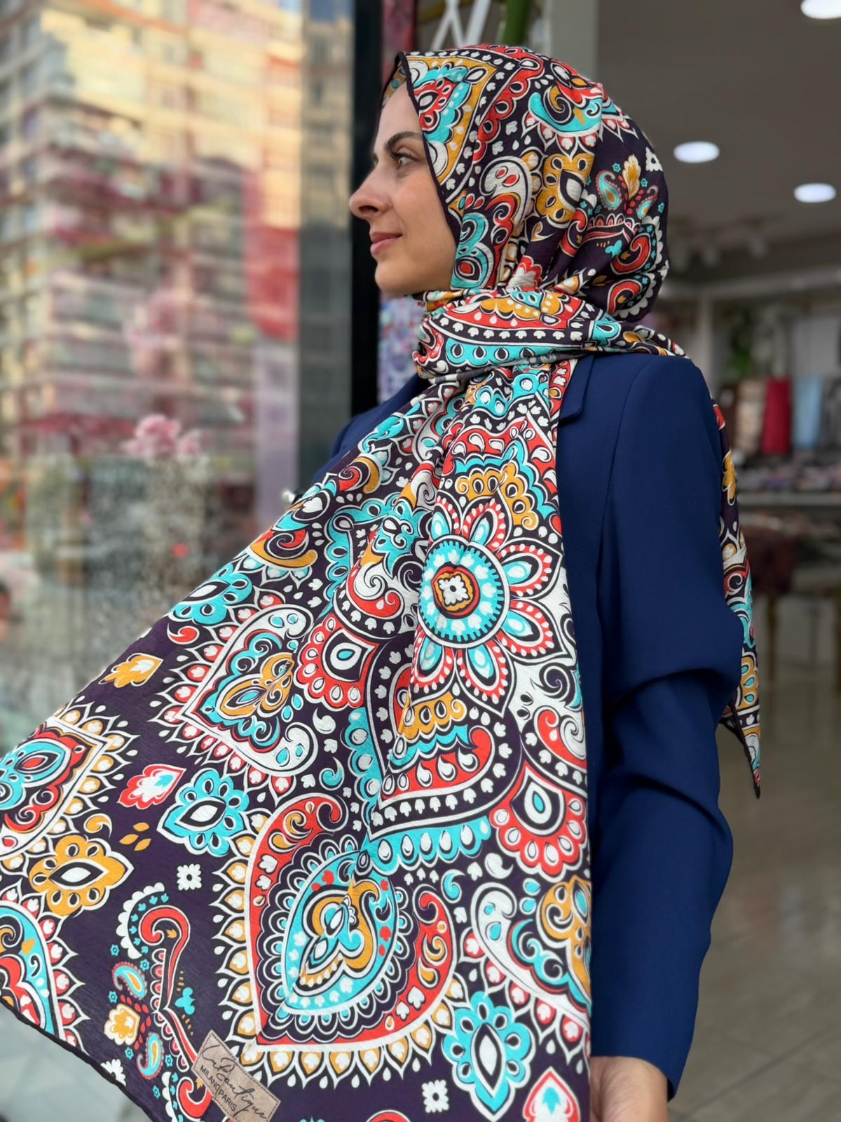 La Boutique Yeni Sezon Desenli Güz Yaz Serinliği Şal 01