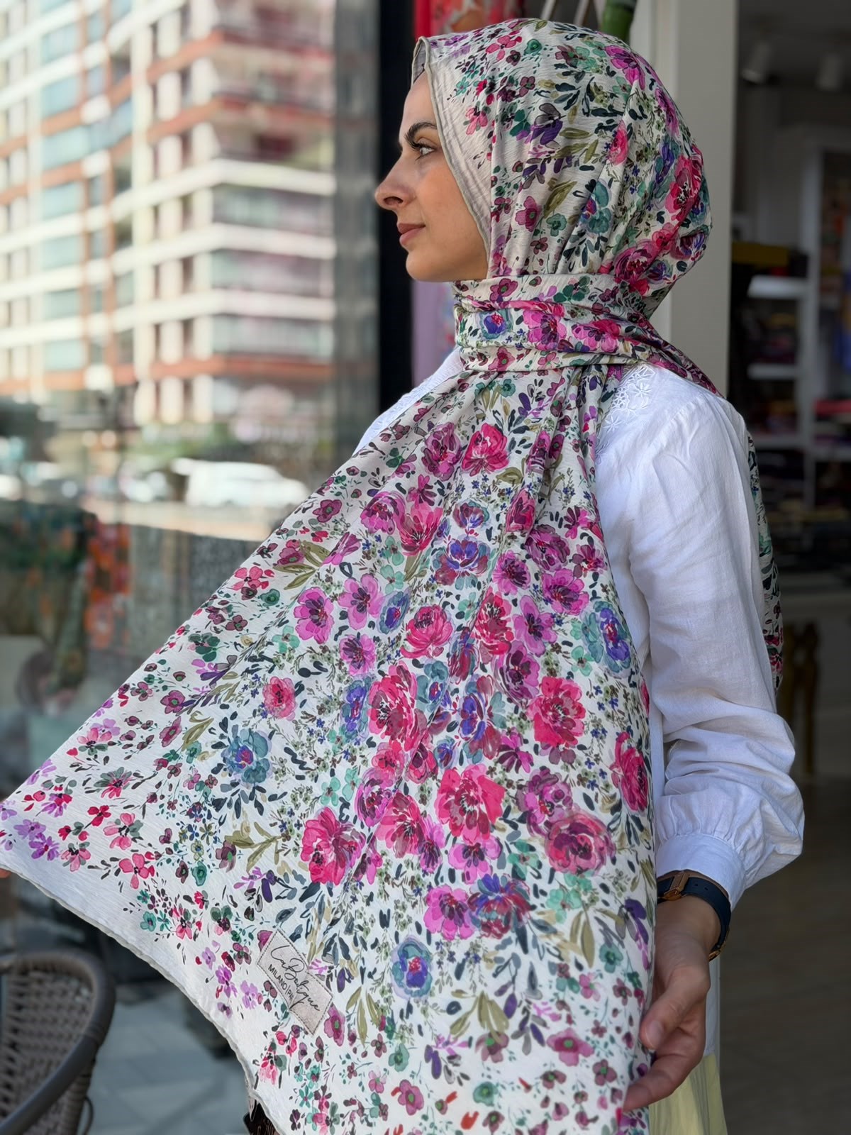 La Boutique Yeni Sezon Desenli Güz Yaz Serinliği Şal 06