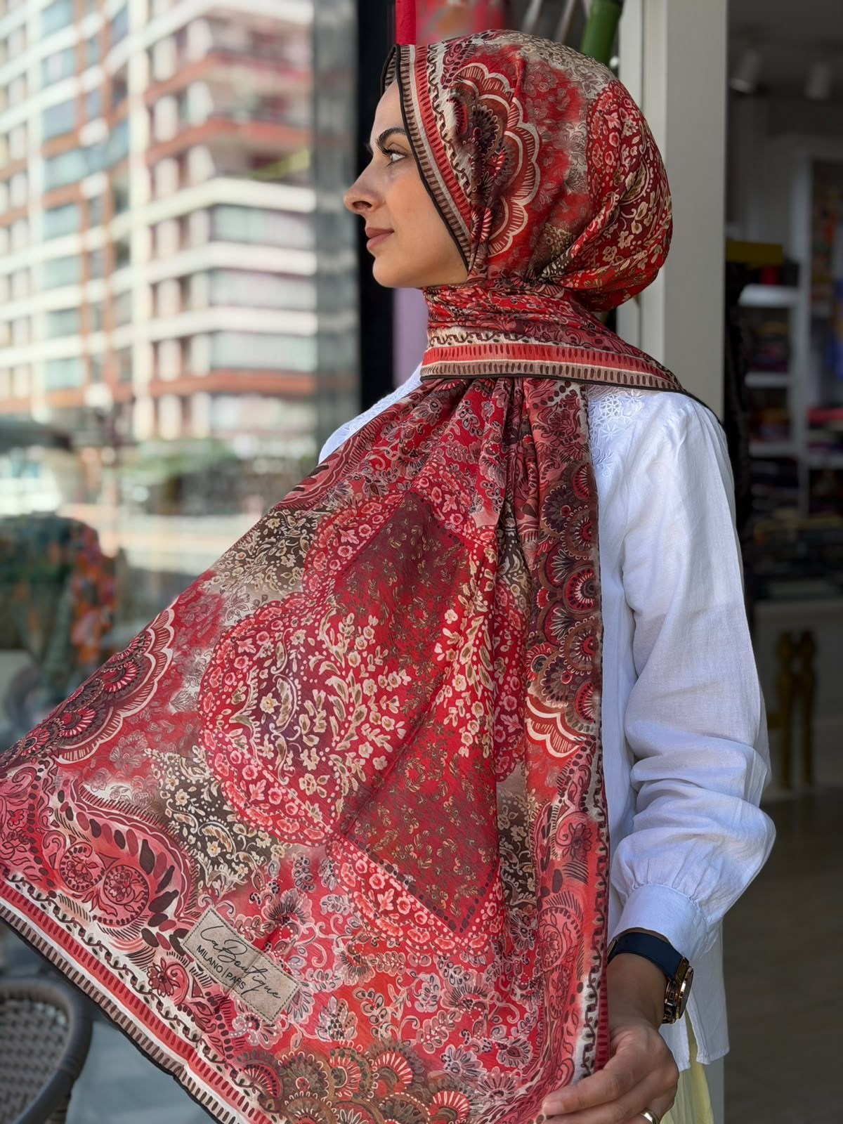 La Boutique Yeni Sezon Desenli Güz Yaz Serinliği Şal 04