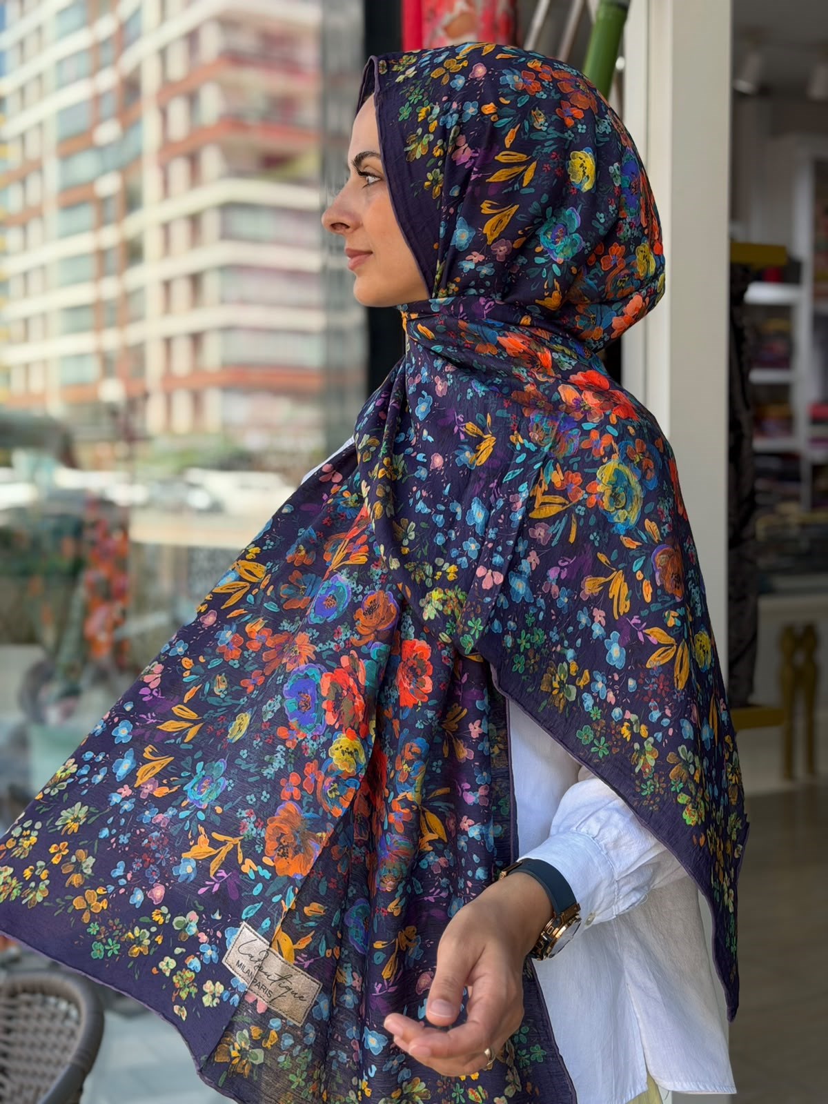 La Boutique Yeni Sezon Desenli Güz Yaz Serinliği Şal 08
