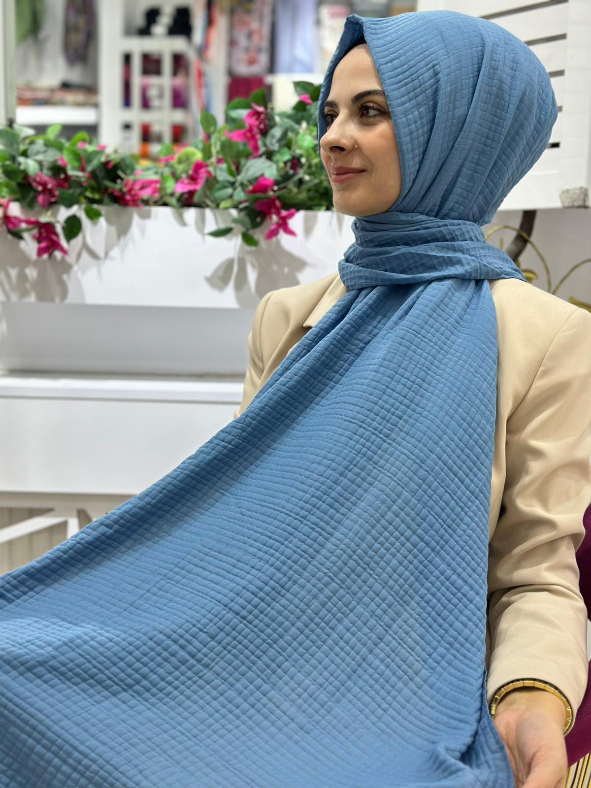 Müslin Tek Renk Gofret Şal 05