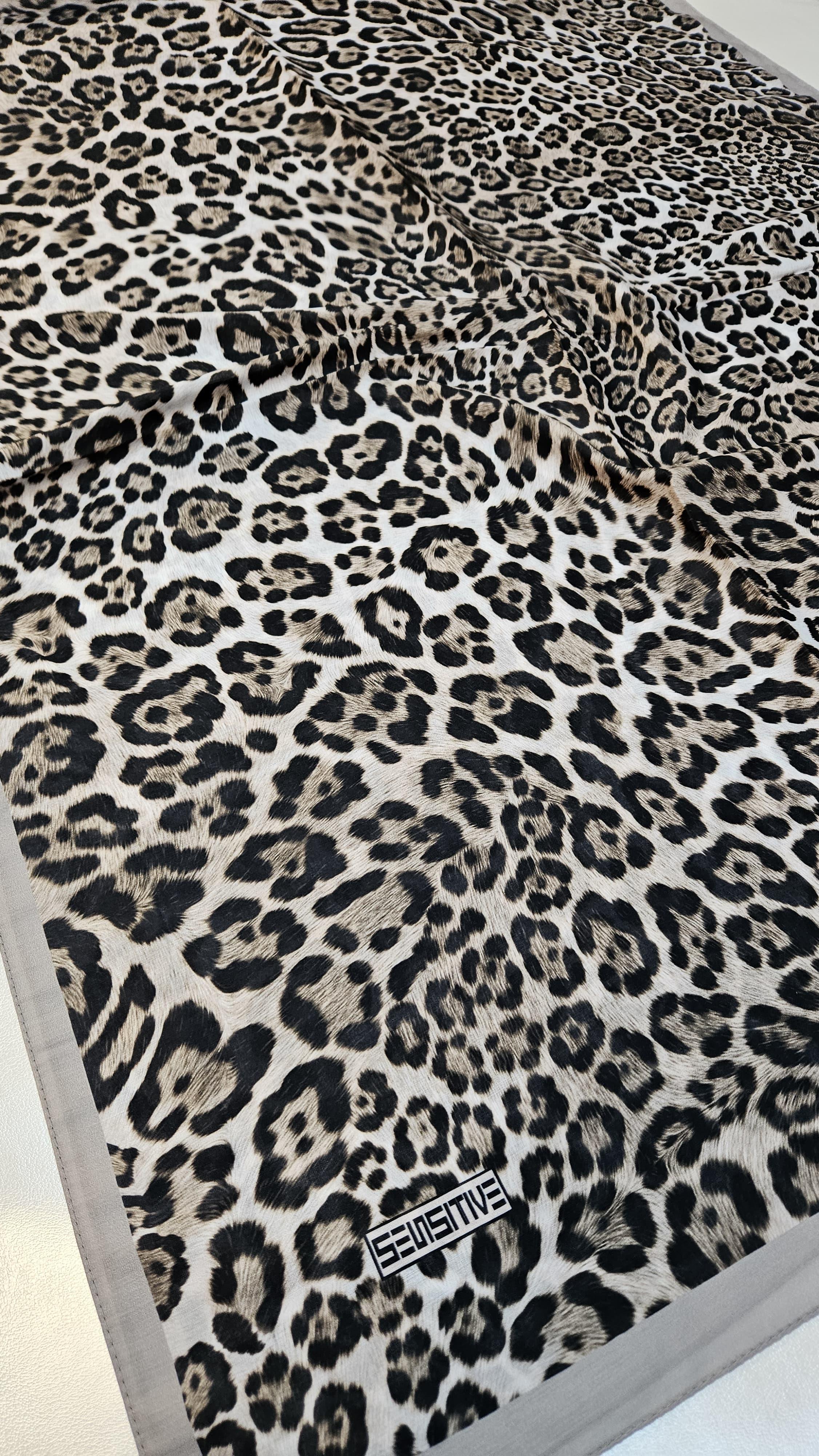 Sensitive Leopar Desenli Şal Pamuklu Taş Rengi