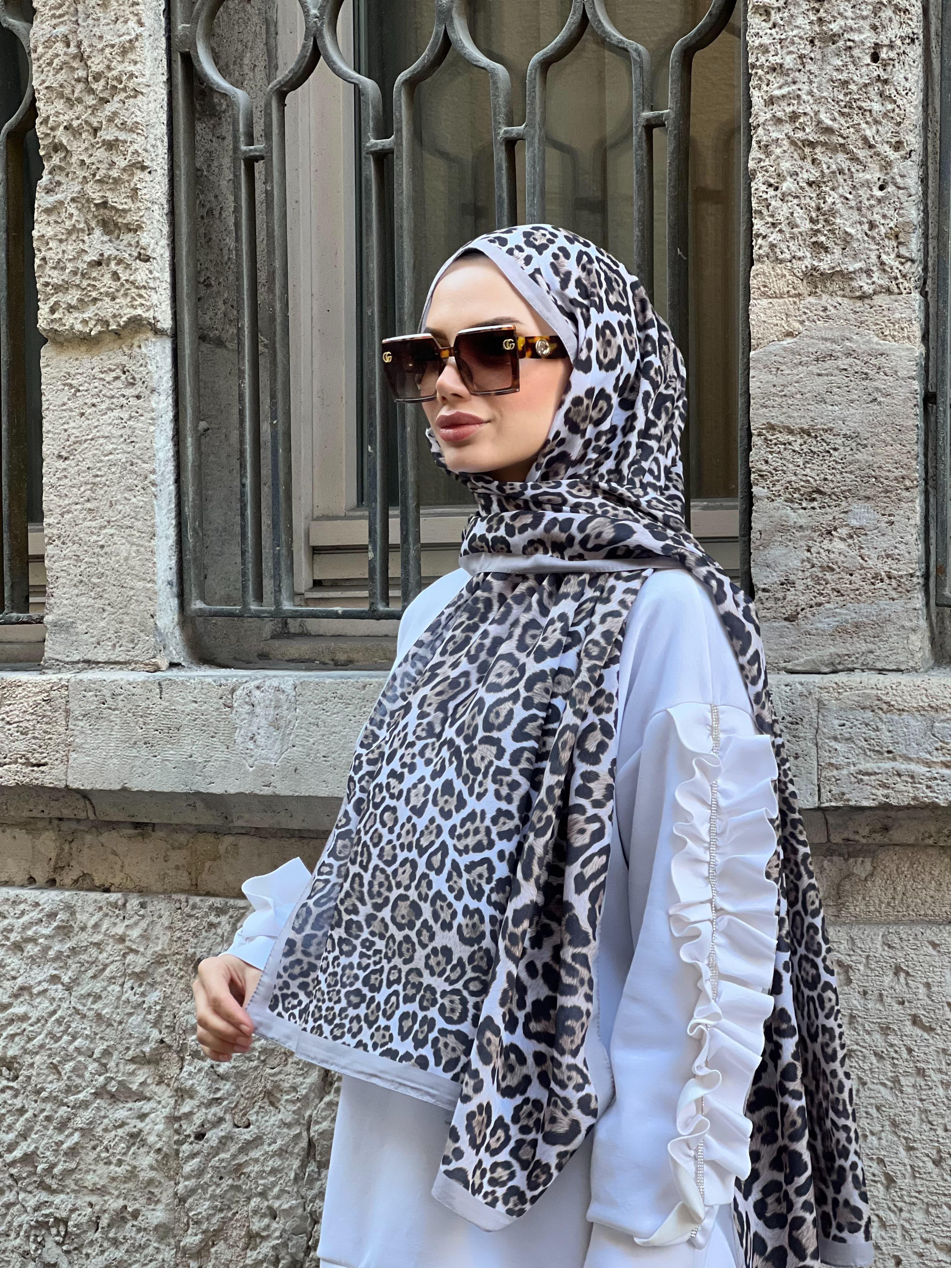 Sensitive Leopar Desenli Şal Pamuklu Taş Rengi