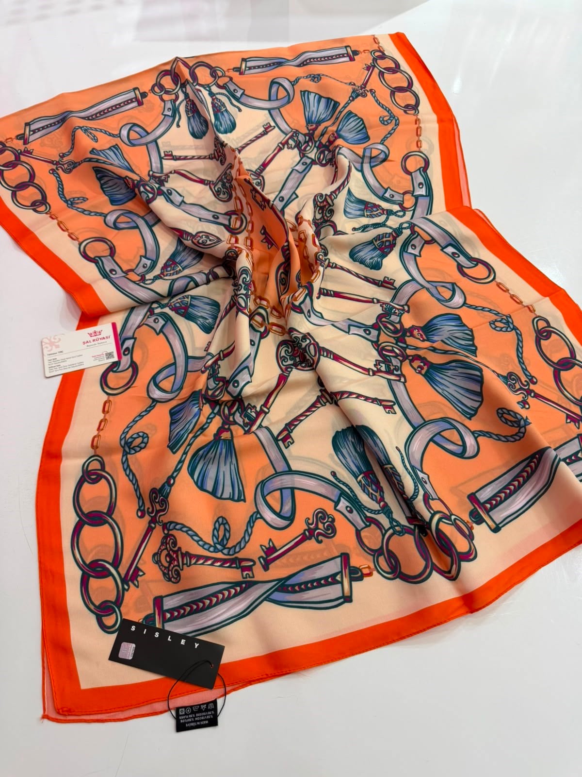 Sisley Desenli Floş Viskon Şal 03